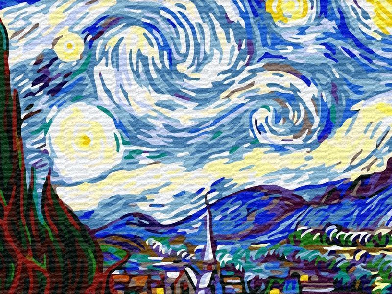 Картина по номерам 40х50 Ван Гог. Звёздная ночь (24 цвета) - KH0619 -  купить по оптовой цене в интернет-магазине RCstore.ru