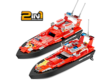 Радиоуправляемый катер Flytec V102 конструктор 2 в 1 (159 деталей) 2.4G RTR