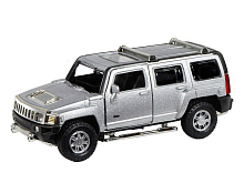 Машина "АВТОПАНОРАМА" Hummer H3, серебряный, 1/32, свет, звук, инерция, в/к 17,5*13,5*9 см