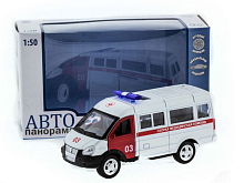 Машина "АВТОПАНОРАМА" инерц. "ГАЗель" (скорая) 1/50, в/к 14,5*8*5,5 см