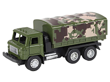 Машина "АВТОПАНОРАМА" "Грузовик", хаки, 1/32, свет, звук, инерция, в/к 24*8*10 см