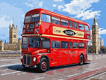 Картина по номерам с цветной схемой на холсте 30х40 Автобус лондона (21 цвет)