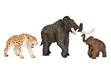 Фигурка KONIK набор доисторических животных: мамонт, мамонтенок, смилодон