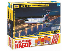 Сборная модель ZVEZDA Российский авиалайнер ТУ-154М, подарочный набор, 1/144