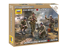 Сборные солдатики ZVEZDA Американский 81-мм миномёт м1 с расчётом, 1/72