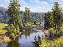 Картина по номерам 40х50 Прищепа. Проточная река (29 цветов)