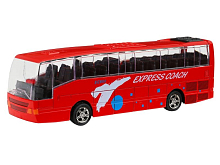 Автобус "Автопанорама", красный, 1/90, свет, звук, инерция, в/к 22*13,5*5,8 см