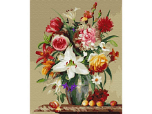 Картина по номерам 40х50 Бузин. Цветы и фрукты (28 цветов)