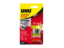 Клей универсальный UHU Super Glue, 1 мл, 3 шт, блистер