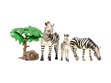 Набор фигурок животных MASAI MARA MM201-009 серии "Мир диких животных": Семья зебр, 5 пр.
