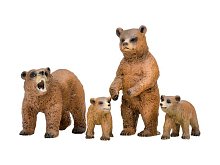 Набор фигурок животных MASAI MARA MM201-002 серии "Мир диких животных": Семья медведей, 4 пр.