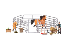 Набор фигурок животных MASAI MARA ММ205-070 серии "Мир лошадей": Конюшня игрушка 16 пр.