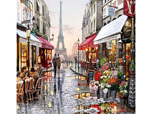 Картина по номерам 30х30 Прогулки по Парижу (20 цветов)
