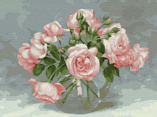Картина по номерам с цветной схемой на холсте 30х40 Бузин. Розовая симфония (20 цветов)