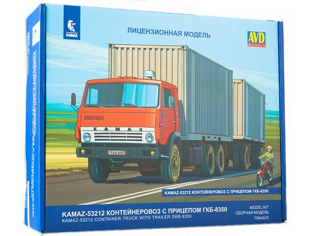 Сборная модель AVD КАМАЗ-53212 контейнеровоз с прицепом ГКБ-8350