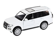 Машина "АВТОПАНОРАМА" Mitsubishi Pajero 4WD Tubro, белый, 1/33, свет, звук, в/к 17,5*13,5*9 см