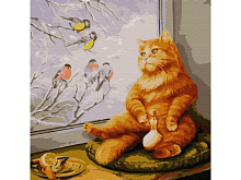 Картина по номерам 30х30 Рыжий кот (23 цвета)