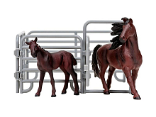 Фигурки животных MASAI MARA MM204-002 серии "Мир лошадей": Фризская лошадь и жеребенок 3 пр.