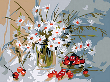 Картина по номерам 15х20 Букет ромашек (10 цветов)