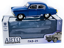 Машина "АВТОПАНОРАМА" ГАЗ-21 "Волга" 1/24 в/к  26*12*11см, синяя