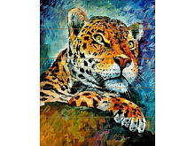 Картина по номерам на дереве 40х50 Афремов. Леопард (27 красок) №2