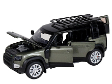 Машина "АВТОПАНОРАМА" Land Rover Defender 110, 1/32, зеленый, свет, звук, в/к 17,5*13,5*9 см