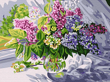 Картина по номерам 15х20 МАХРОВАЯ СИРЕНЬ (15 цветов)