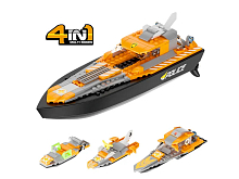 Радиоуправляемый катер Flytec V101 конструктор 4 в 1 (140 деталей) 2.4G RTR