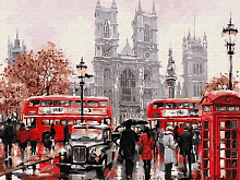 Картина по номерам 40х50 Лондонский транспорт (28 цветов)