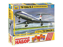 Сборная модель ZVEZDA Пассажирский авиалайнер Ту-134А/Б-3, подарочный набор, 1/144